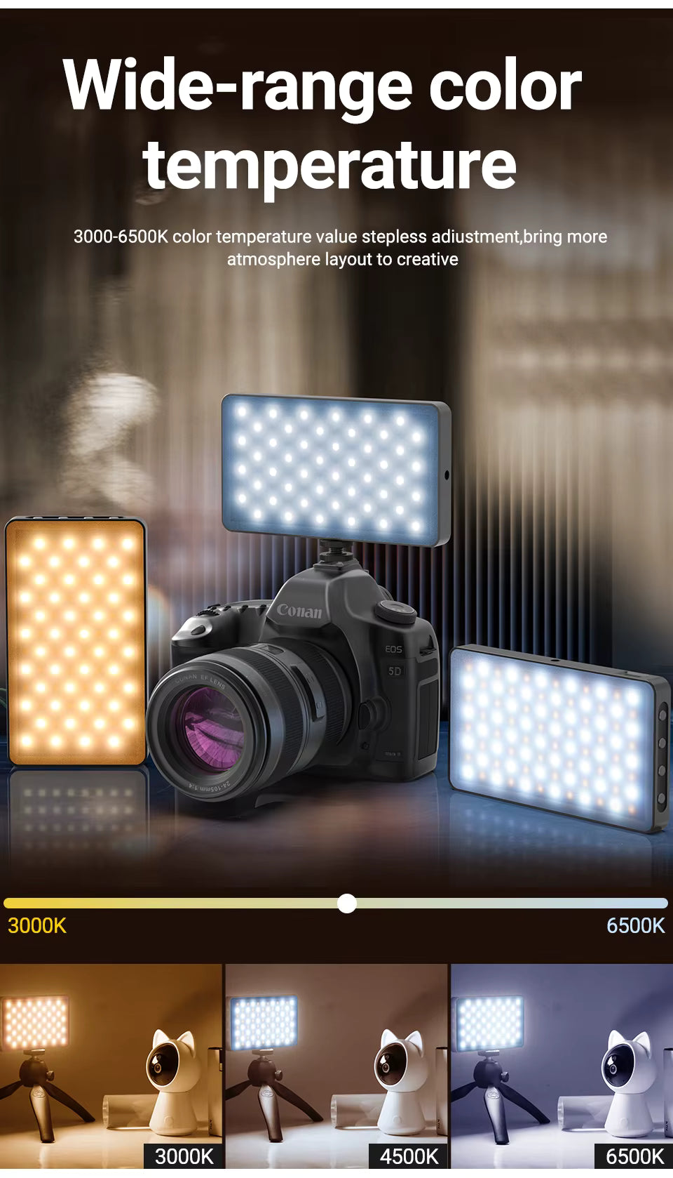 Pro LED Video Light Panel with Remote Control & Adjustable Brightness